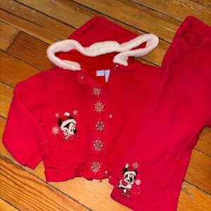 Vintage Disney Red Kids Matching Set with Mickey and Minnie